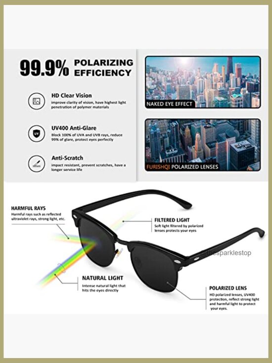 Polarized Sunglasses Retro Semi Rimless Frame UV Protection main image 6